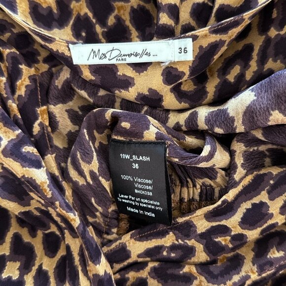 Mes Demoiselles Slash Panther Leopard Print Animal Voile Jumpsuit French 36 US 4 - Picture 9 of 9